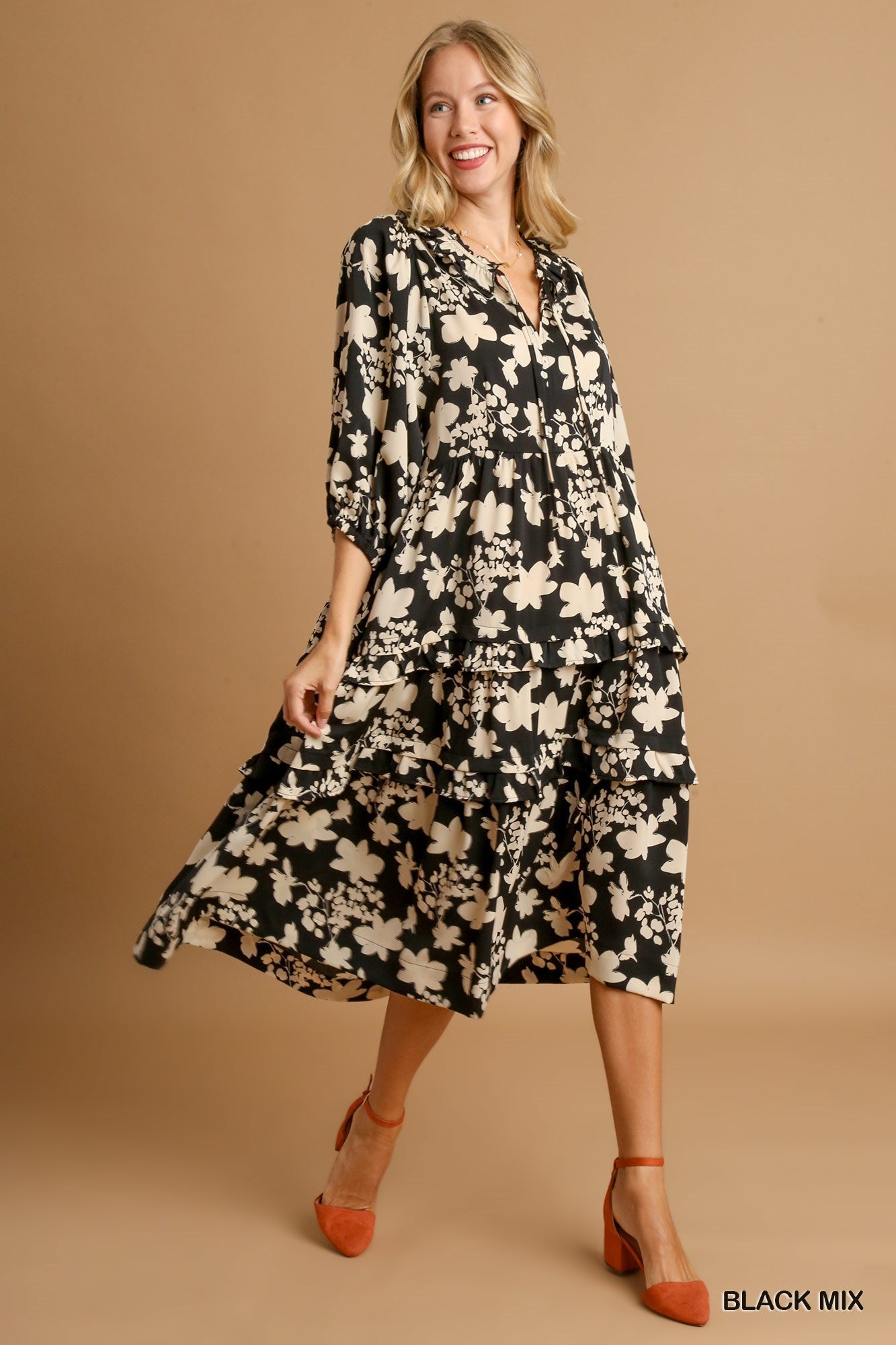 Nikki Black Floral Dress umgee