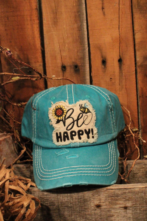 BEE HAPPY WASHED VINTAGE CAP