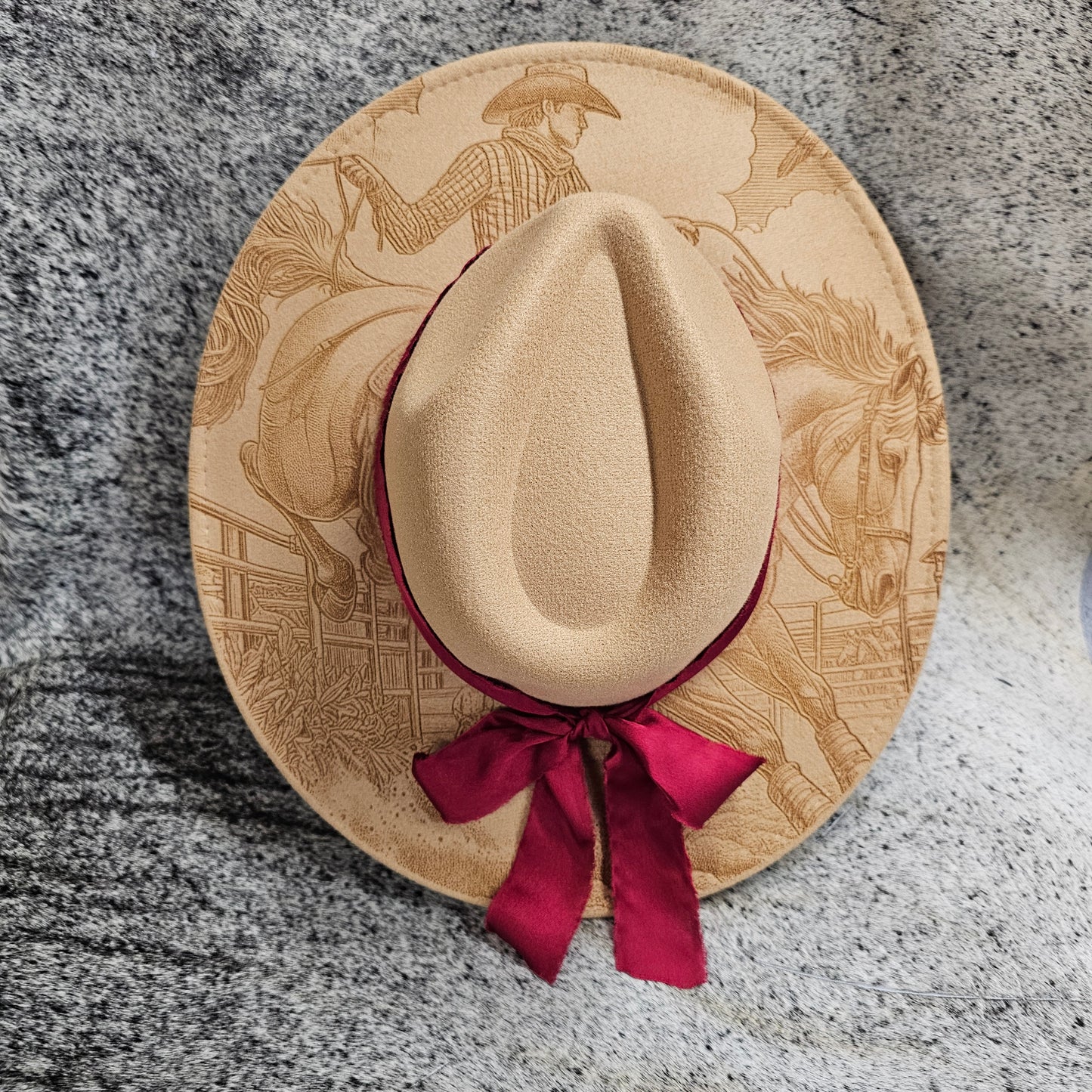 Laser Engraved Cowboy Hat – Bronc Rider Design