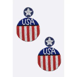 USA Flag Beaded Iconic Earrings