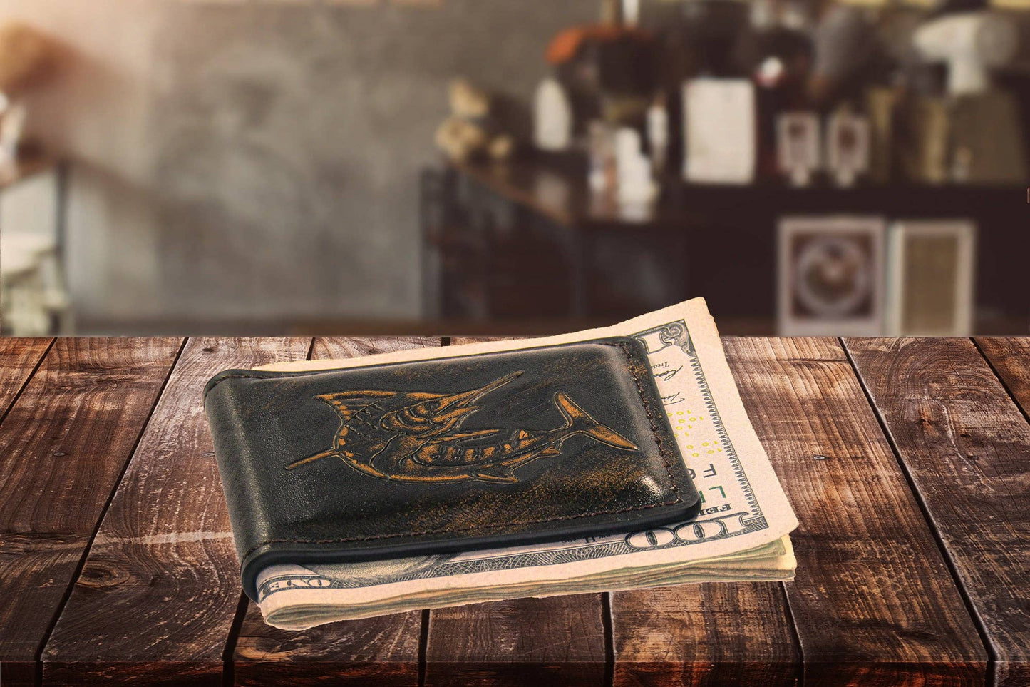 Marlin Burnished Leather Zep Money Clip