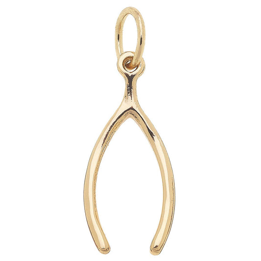 Lucky Wishbone Charm in Shiny Gold Canvas
