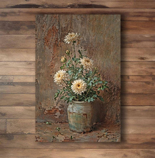 Rustic Chrysanthemums Canvas Print Wall Art Decor: 12″ x 18″ (Vertical)