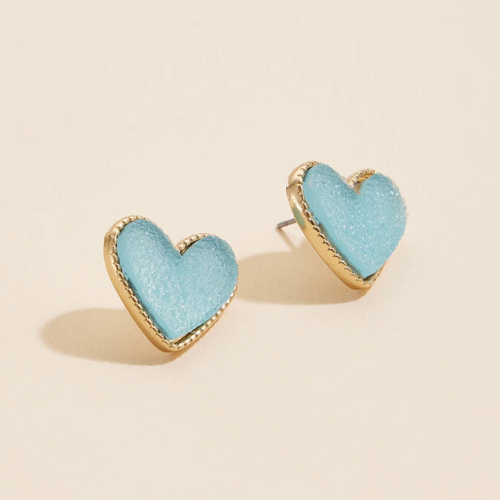 Heart Druzy Stone Stud Earrings: Black / One / 4SE31170