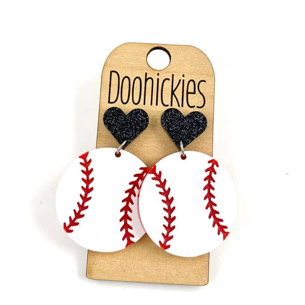 Heart Baseball Dangles - Maroon Doohickie