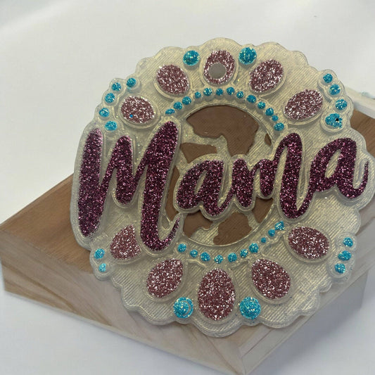 Cow Print Jeweled Mama: Painted Feather Car Freshie