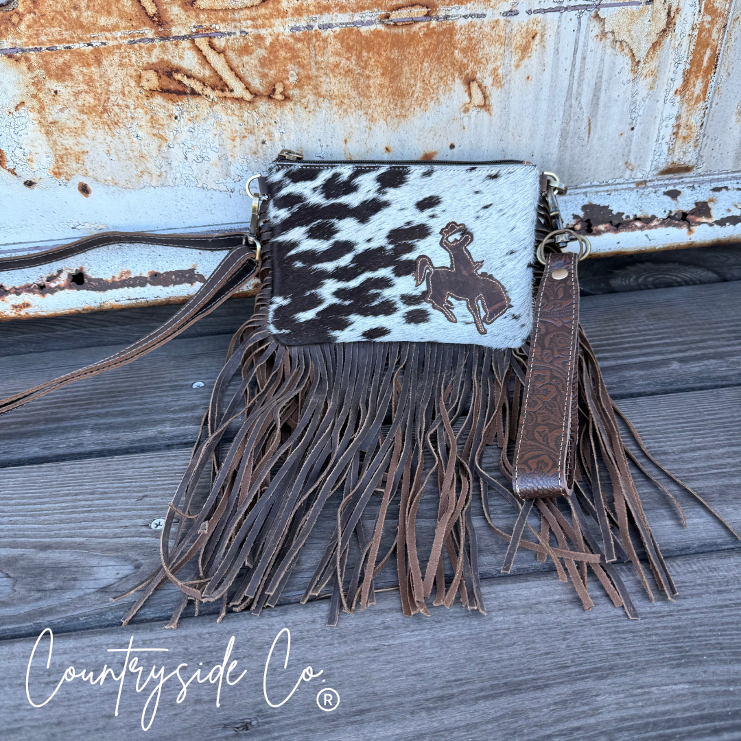 Rodeo Rider Cowhide Purse Crossbody with Wristlet Texas Western Cowhide