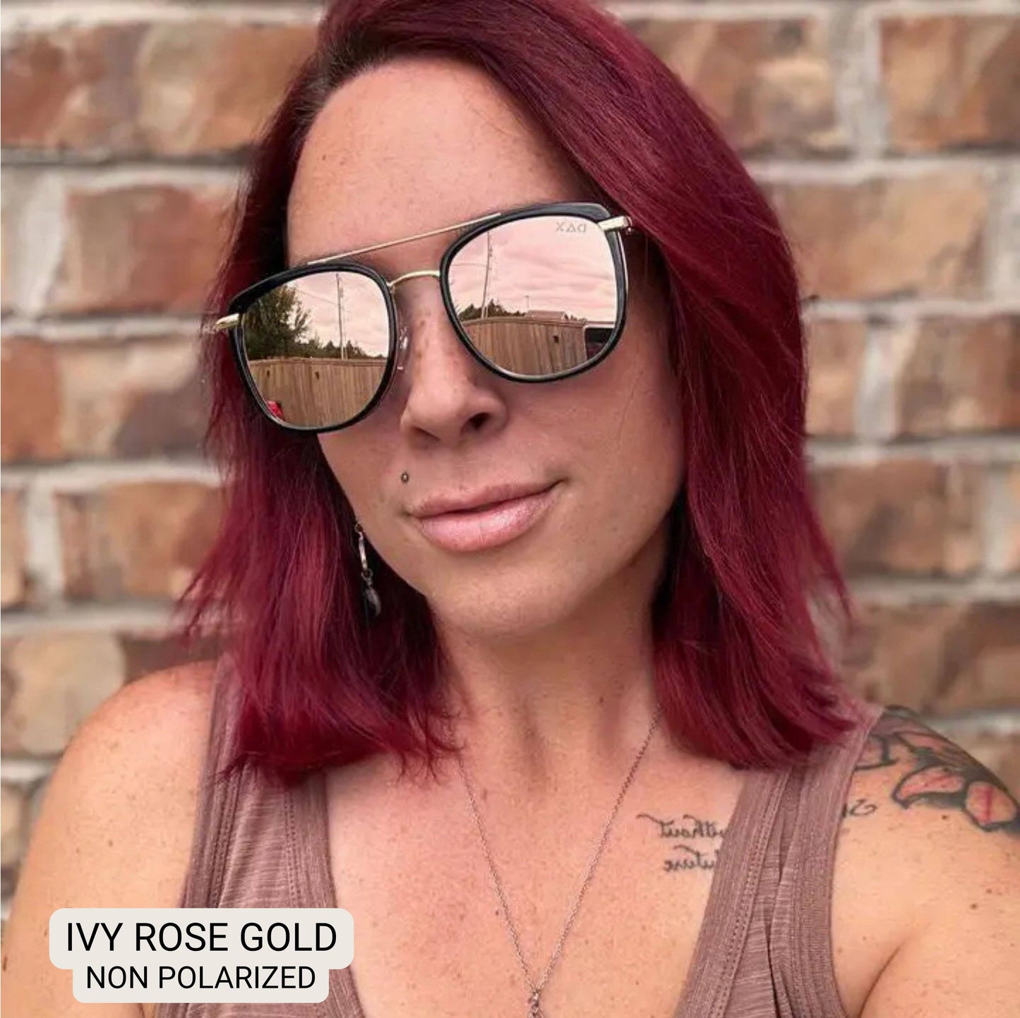 Ivy - Women's Oversized Square Sunglasses: GOLD Tx Dax
