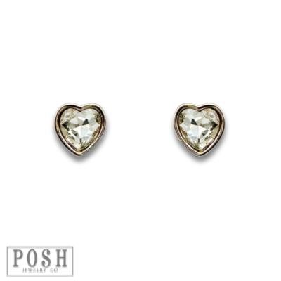 Rhinestone heart stud earring: Silver