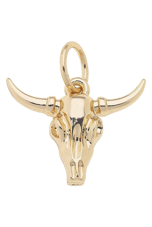 Steer Skull Charm in Shiny Gold Canvas
