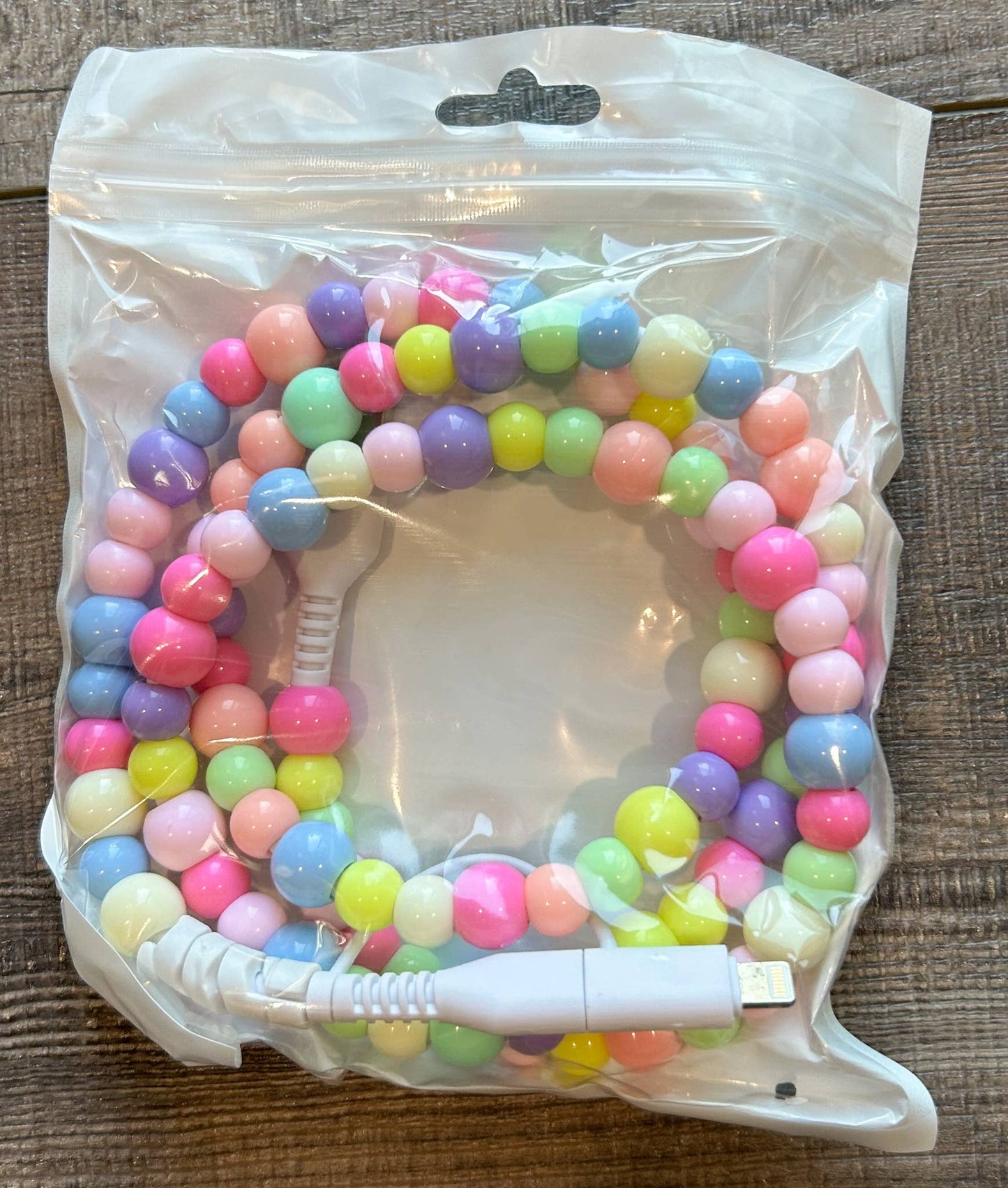 Beaded Phone Charger with Lightning & USB-C Cable: Turquoise JInk Tx