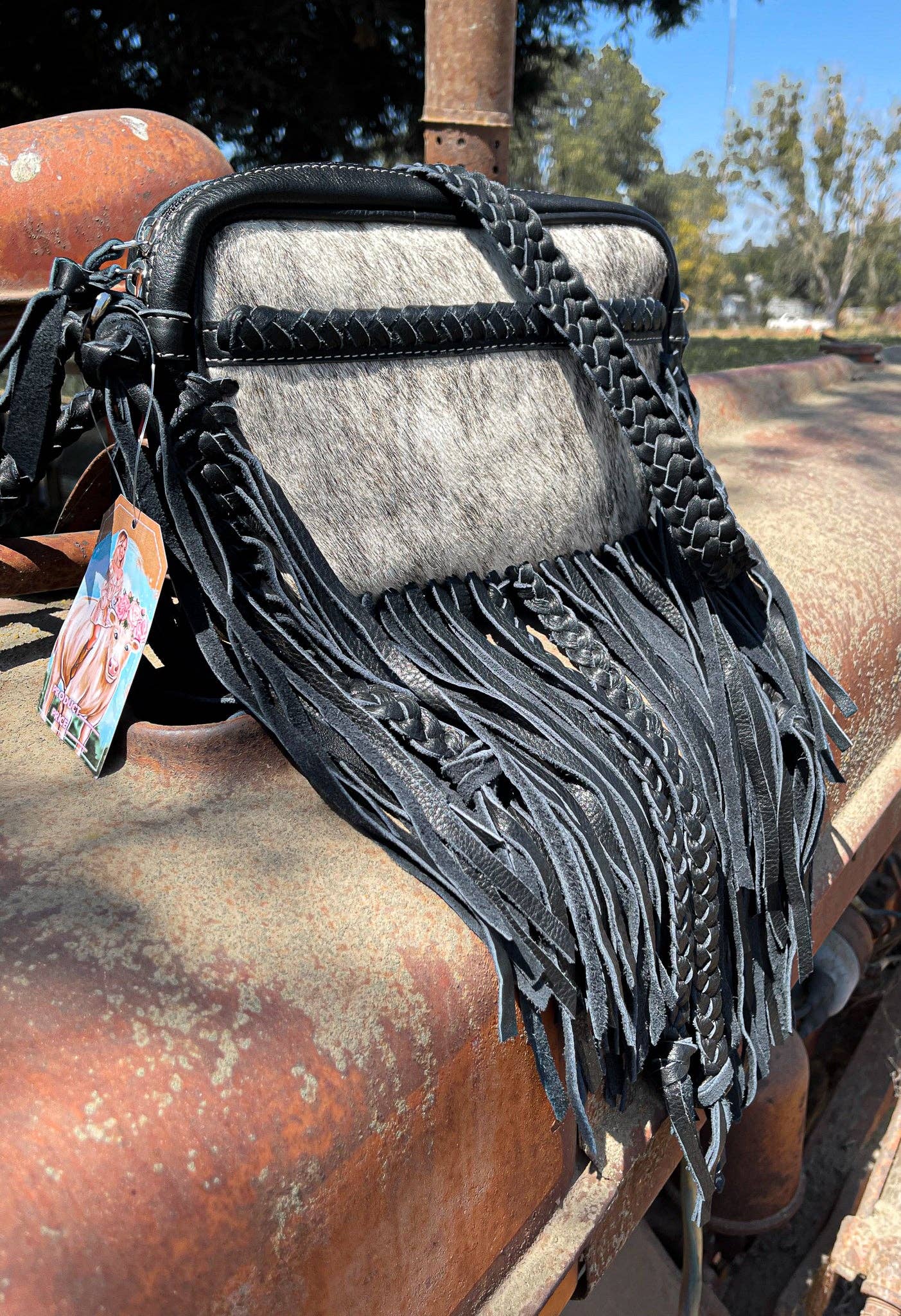 The Jolene Cowhide Purse in Black Haught