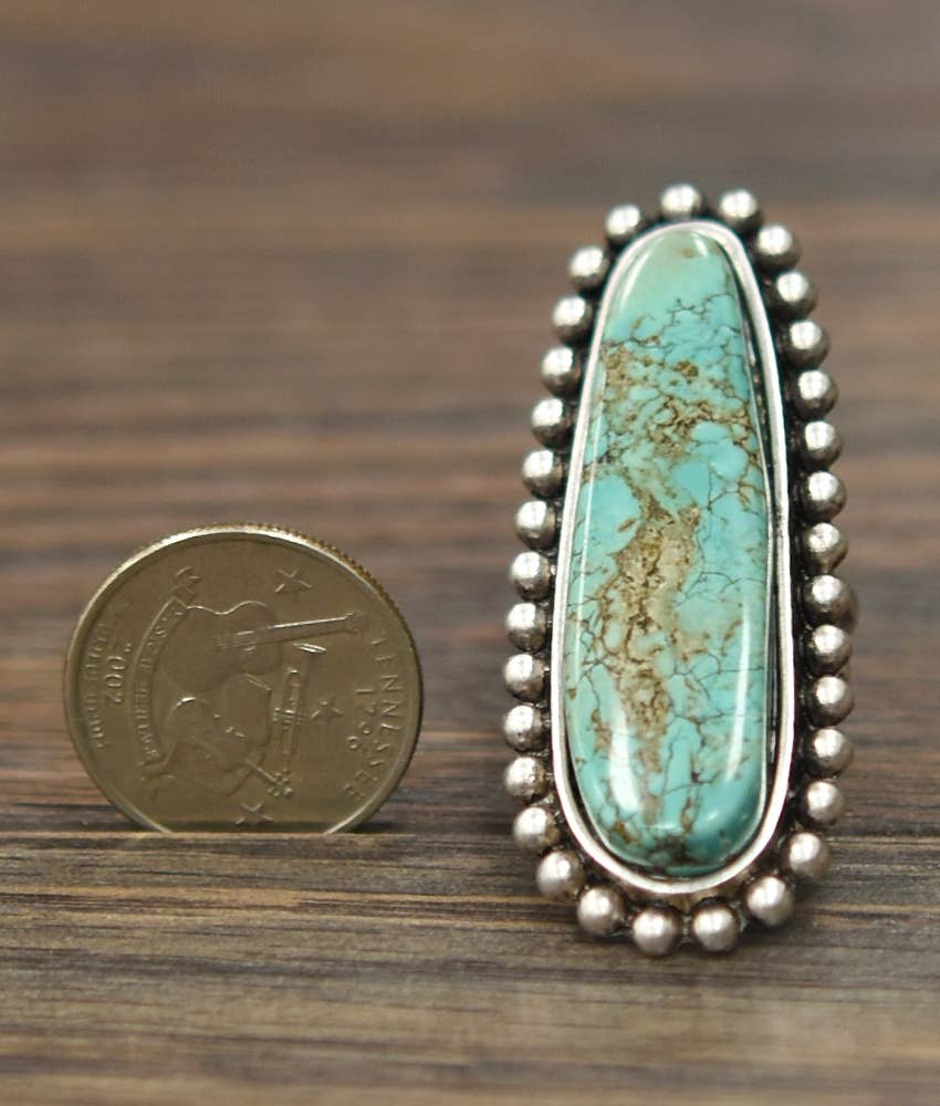 750173, Big! Western Turquoise Adjustable Ring