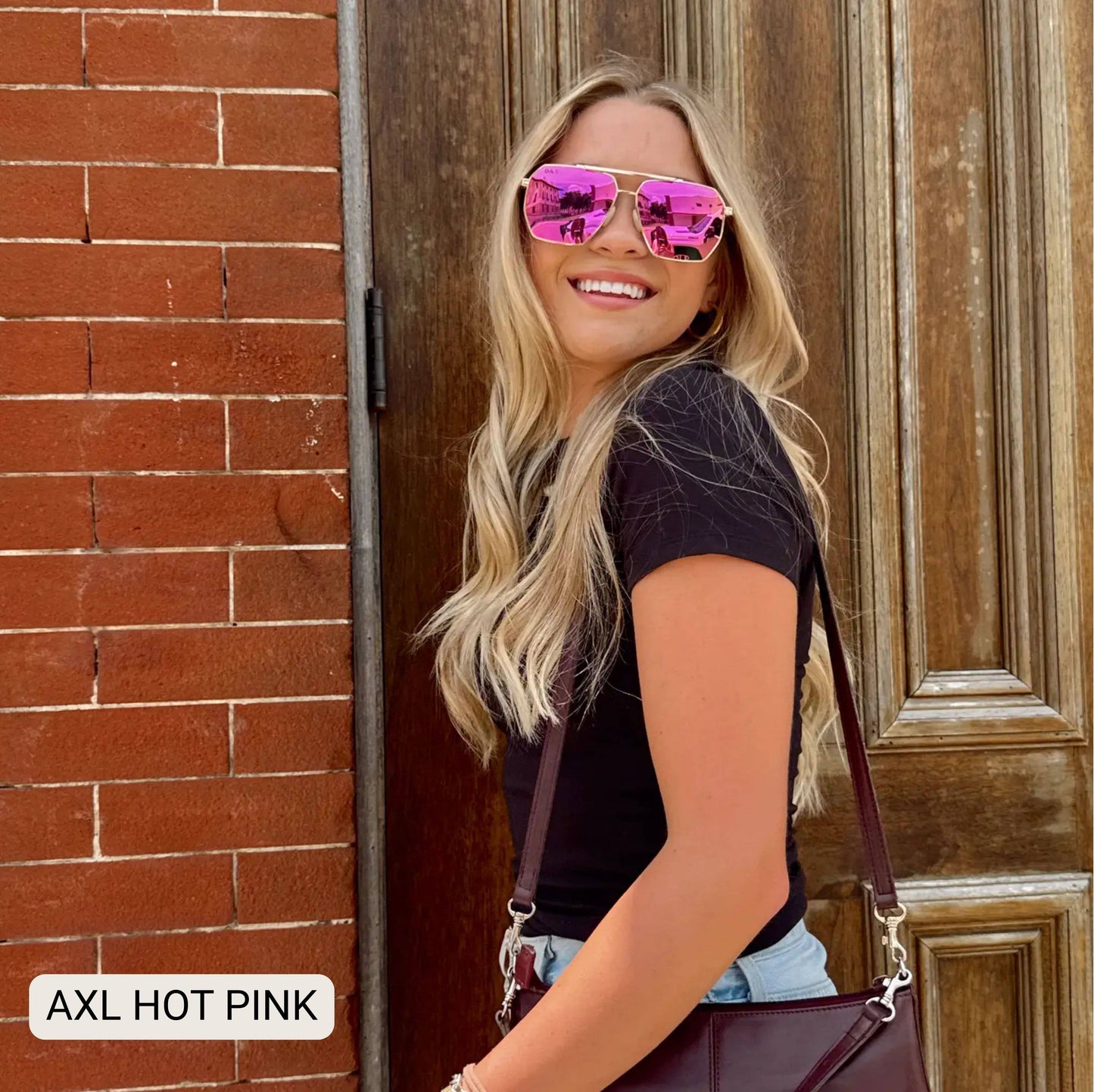 AXL - Unisex Geometric Aviator Polarized Sunglasses: Black Fl Dax