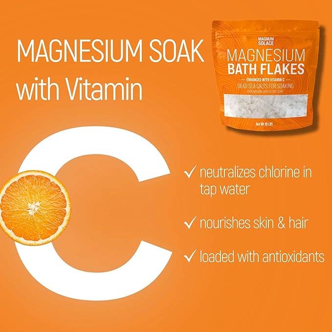 Magnesium Bath Flakes, Bath Soak With Vitamin C: 3LB Magnum