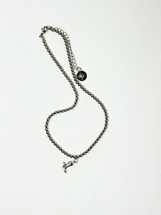 14" 18K White Gold Plated Beaded Necklace w/ Cowboy Boot Westco