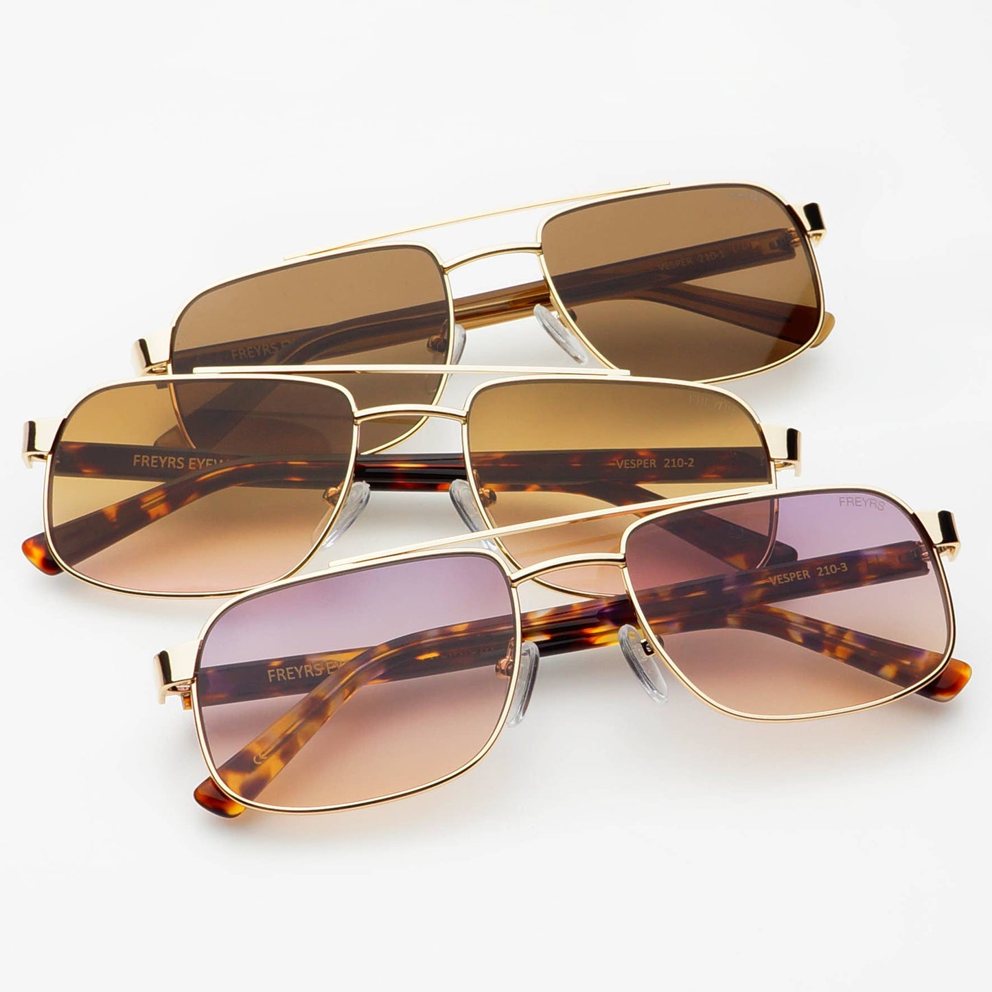Vesper Unisex Aviator Sunglasses : Gold / Solid Brown Freyrs