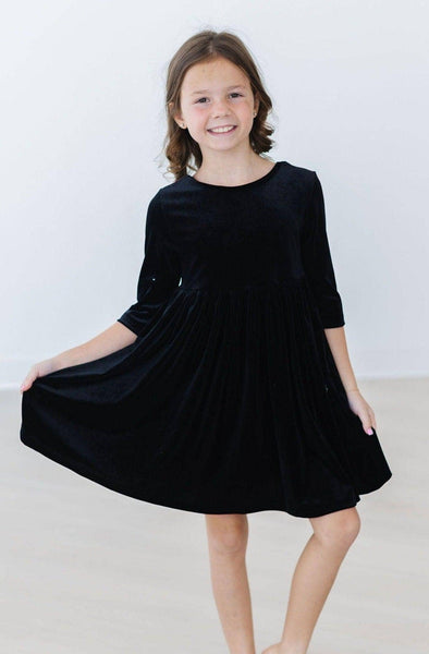 Black Velvet Twirl Dress: Mila and Rose