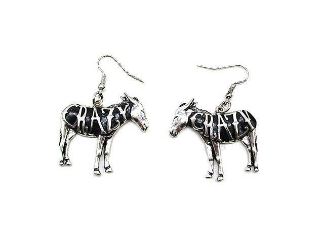 Western Crazy Donkey Dangle Earring (Snowing)