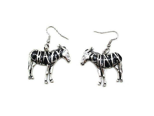 Western Crazy Donkey Dangle Earring (Snowing)