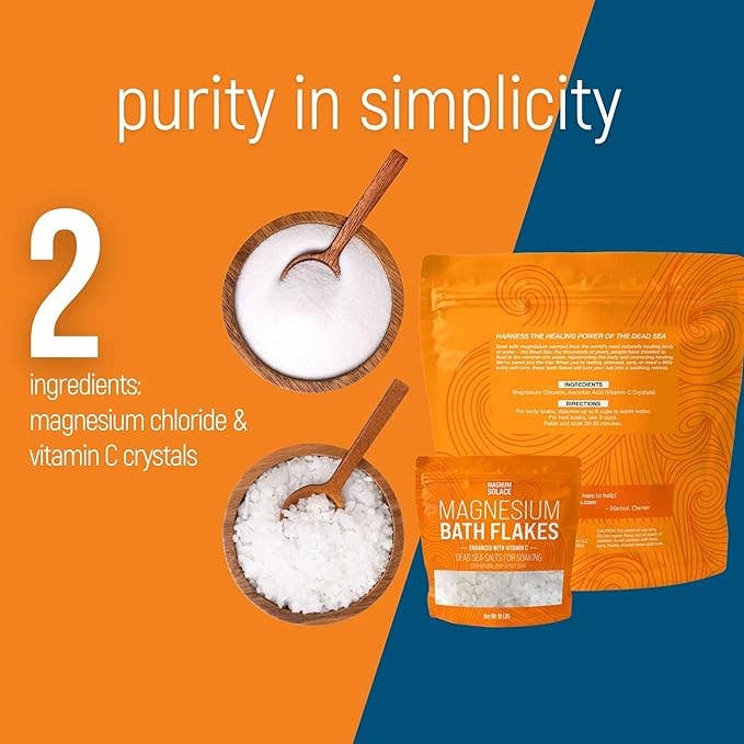 Magnesium Bath Flakes, Bath Soak With Vitamin C: 3LB Magnum