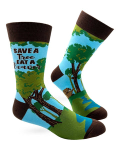 Save The Tree Eat A Beaver Men's Novelty Crew Socks