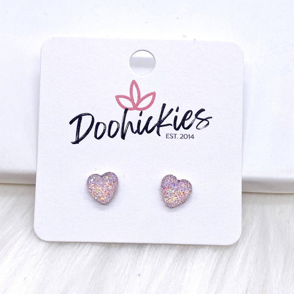 Valentine Sparkle Hearts -Earrings 8mm Crystal Doohickie