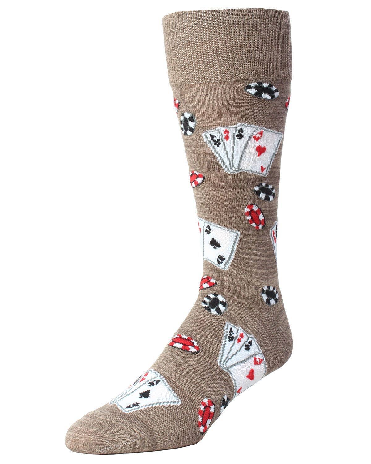 MeMoi Poker Face Playing Card  Mens Socks: Crockery / 10-13 Inf Class