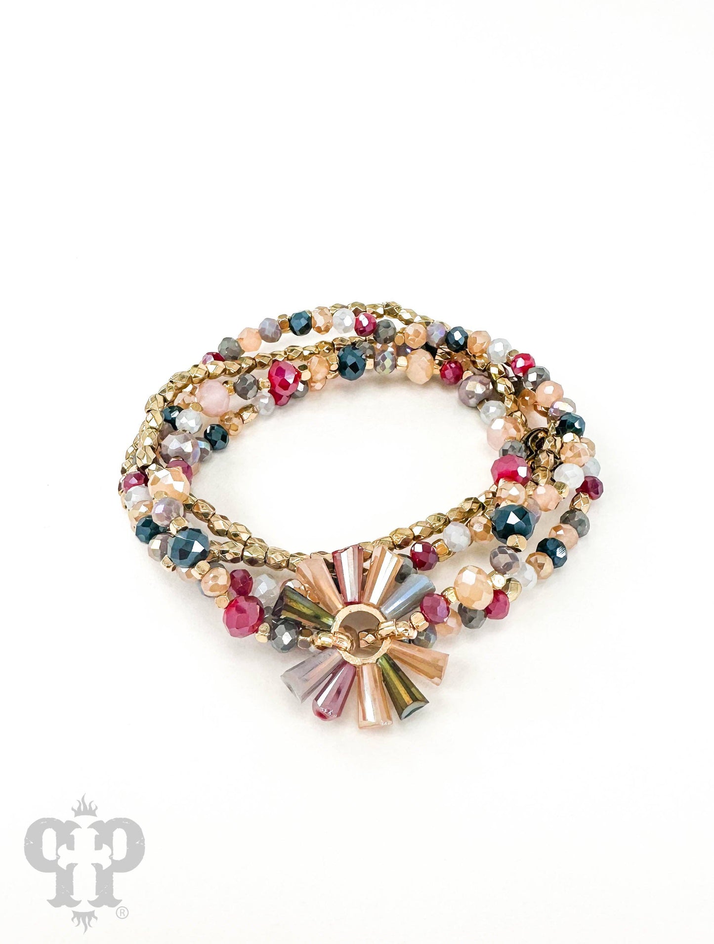 Four strand fluted bead bracelet - LC: Black