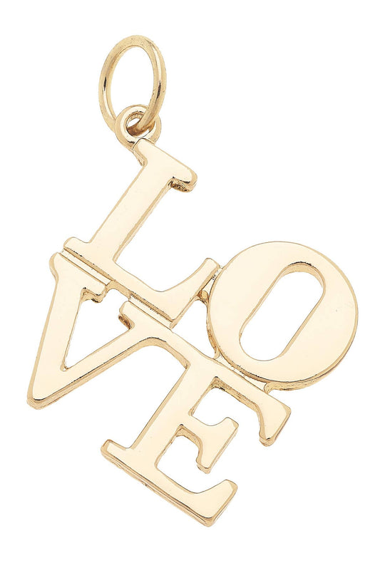 LOVE Stacked Charm in Shiny Gold Canvas