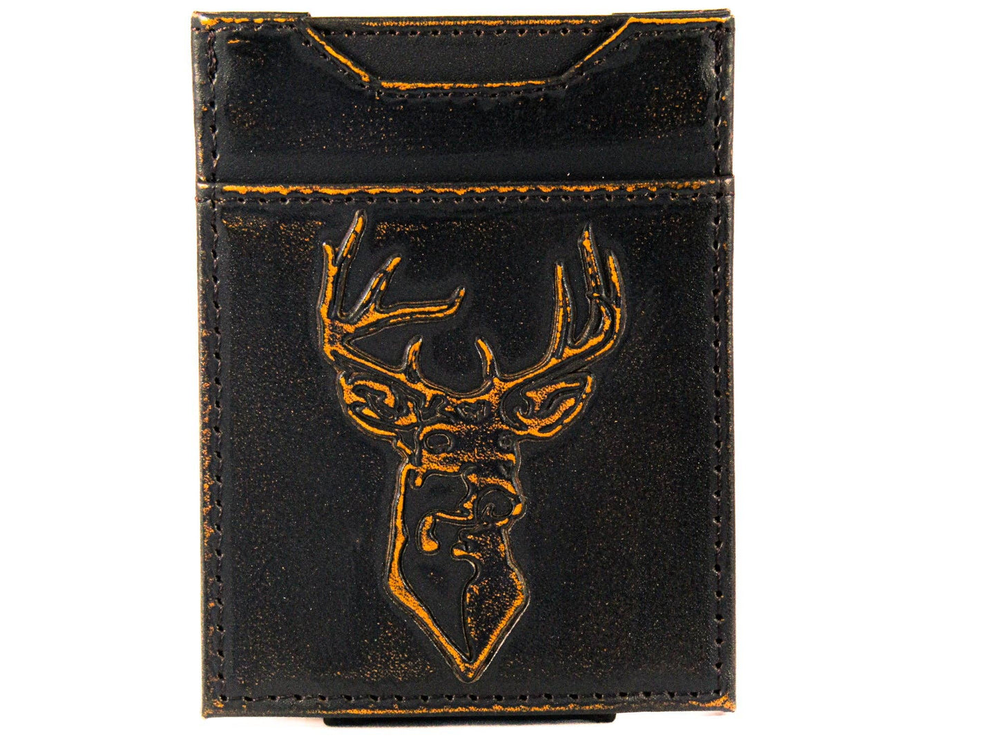 Buck Burnished Leather Zep Magnetic Front Pocket Wallet