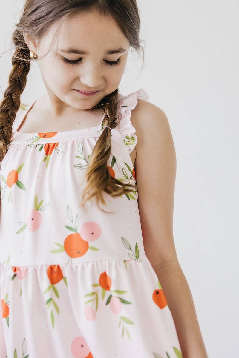 Tangerine Ruffle Cross Back Dress: Mila Fl