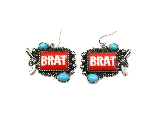 Western Brat Turquoise Dangle Earring (Snowing)