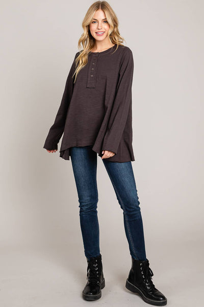 Everyday Fall/Winter Flowy Women's Top Cotton Bleu