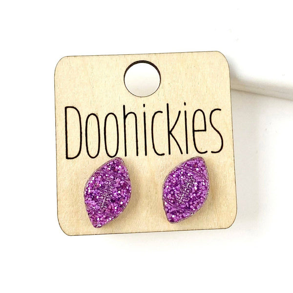 Football Stud Earrings: Maroon Glitter Doohickie