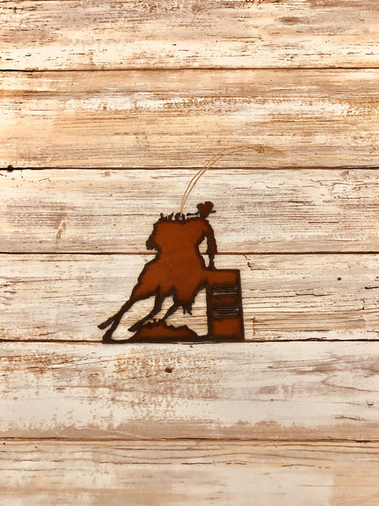 Barrel Racer Ornament Rodeo Metal Horse Western Ironworks