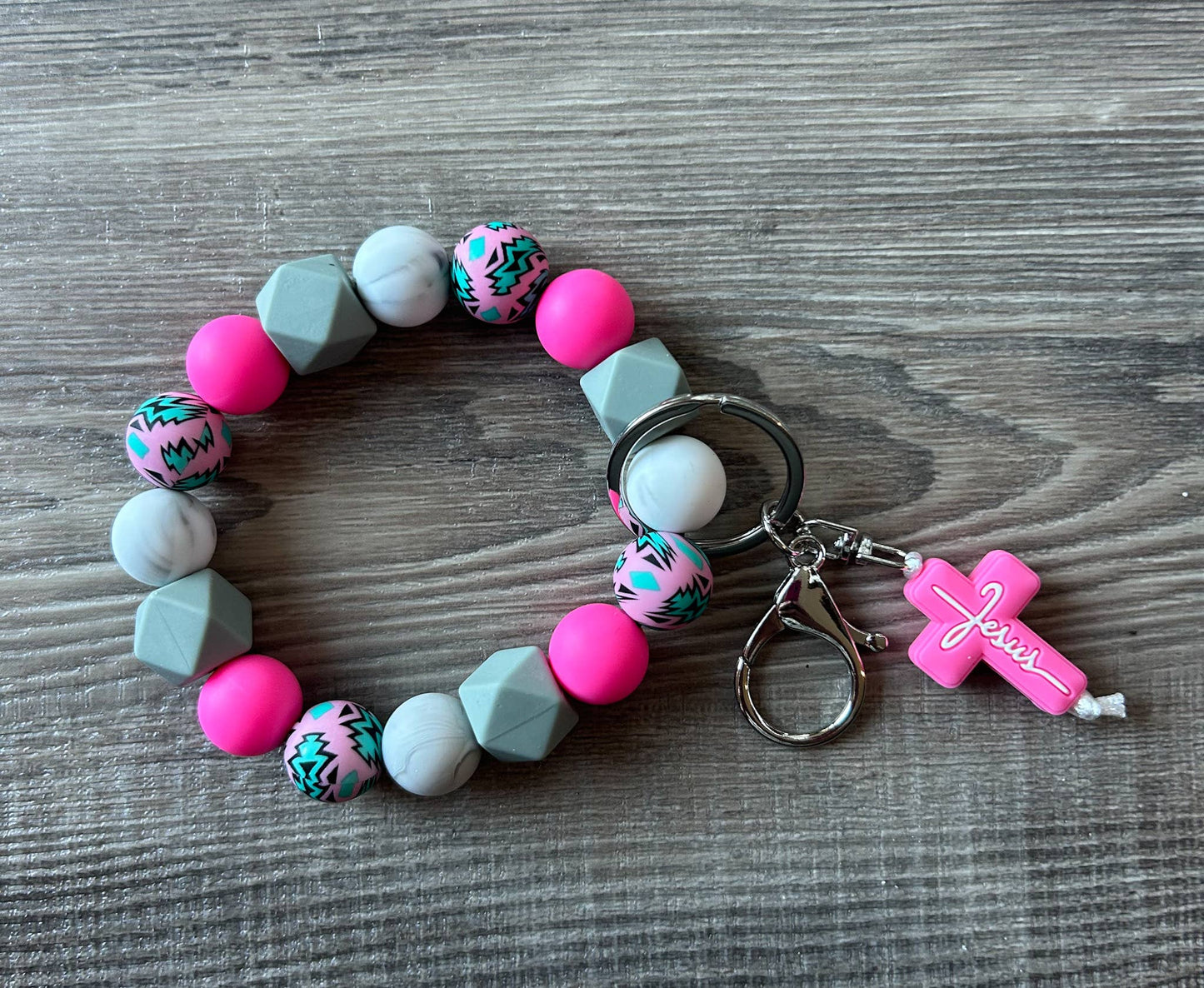 Faith Jesus Cross Wristlet Keychain: JInk Tx/Fl
