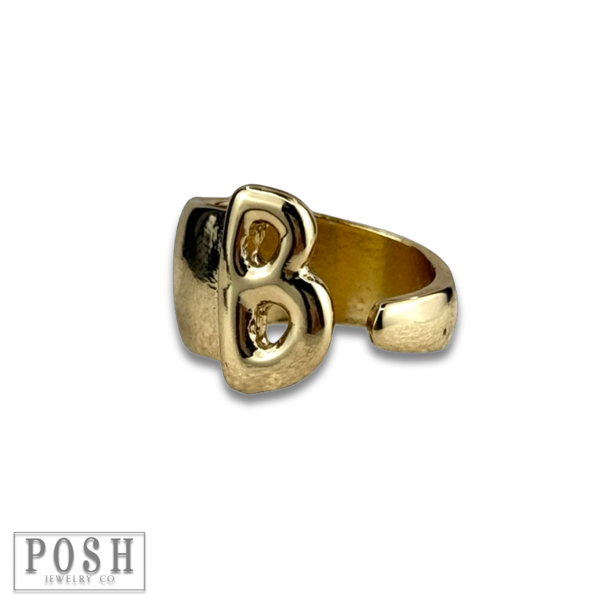 Bubble letter monogram initial ring: Gold / M