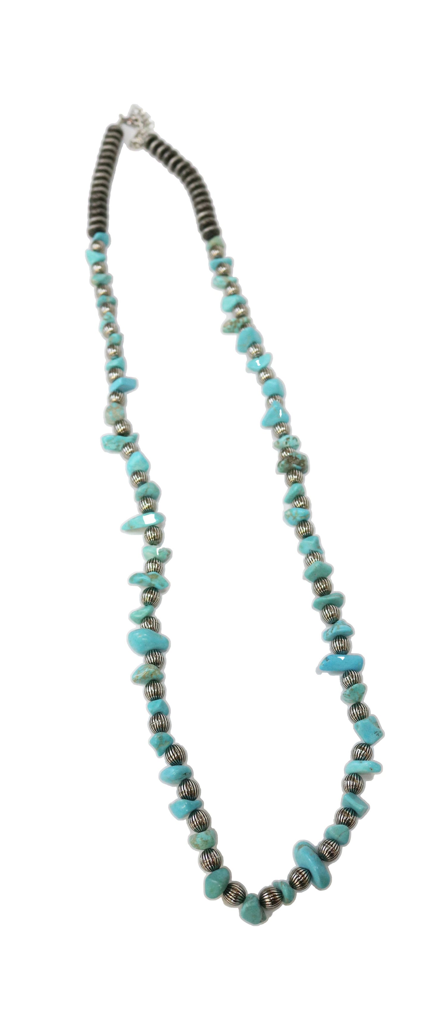 32" Melon bead and Turquoise Chunk Beaded Necklace West co