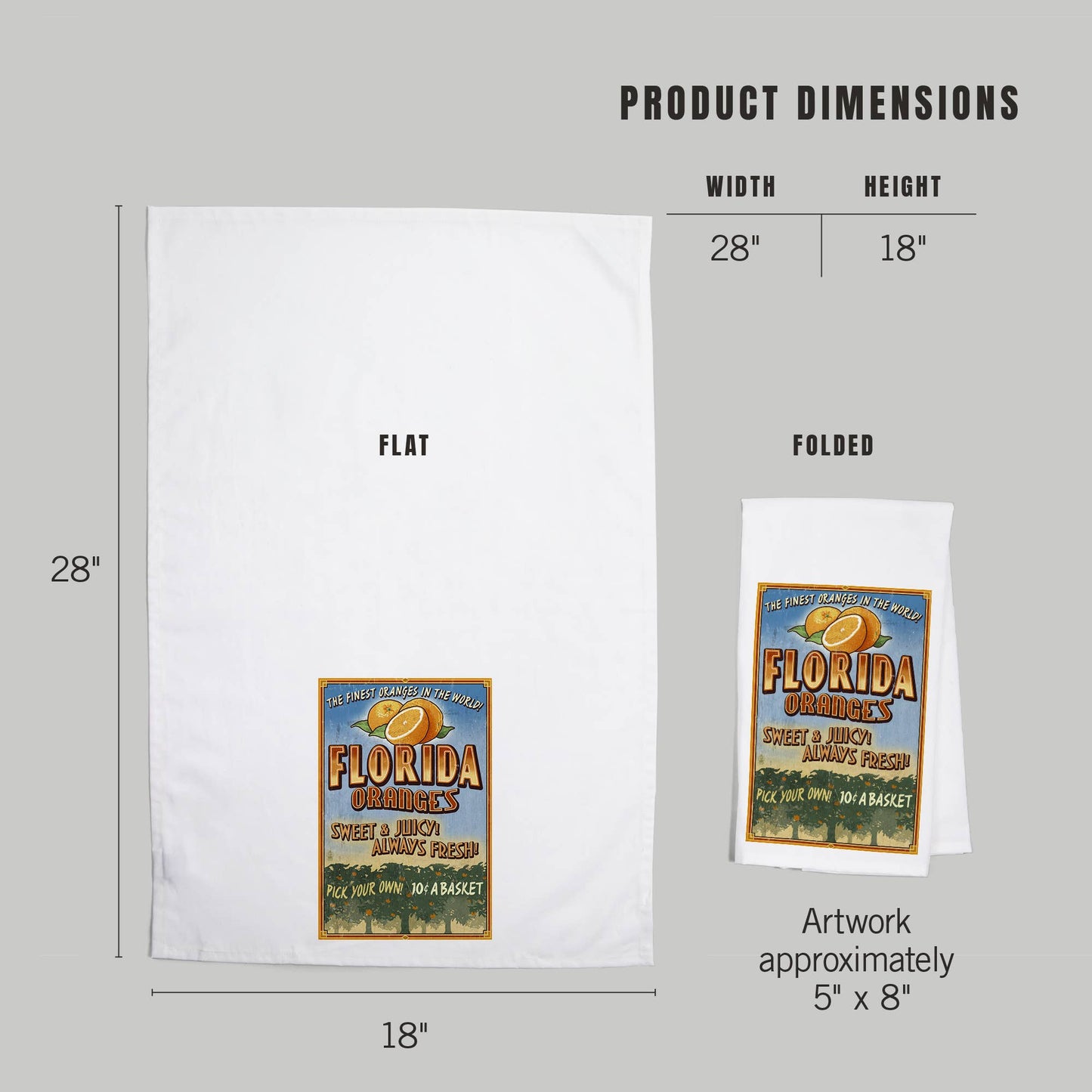 ORGANIC TEA TOWEL Florida, Orange Grove Vintage Sign: Organic Tea Towel