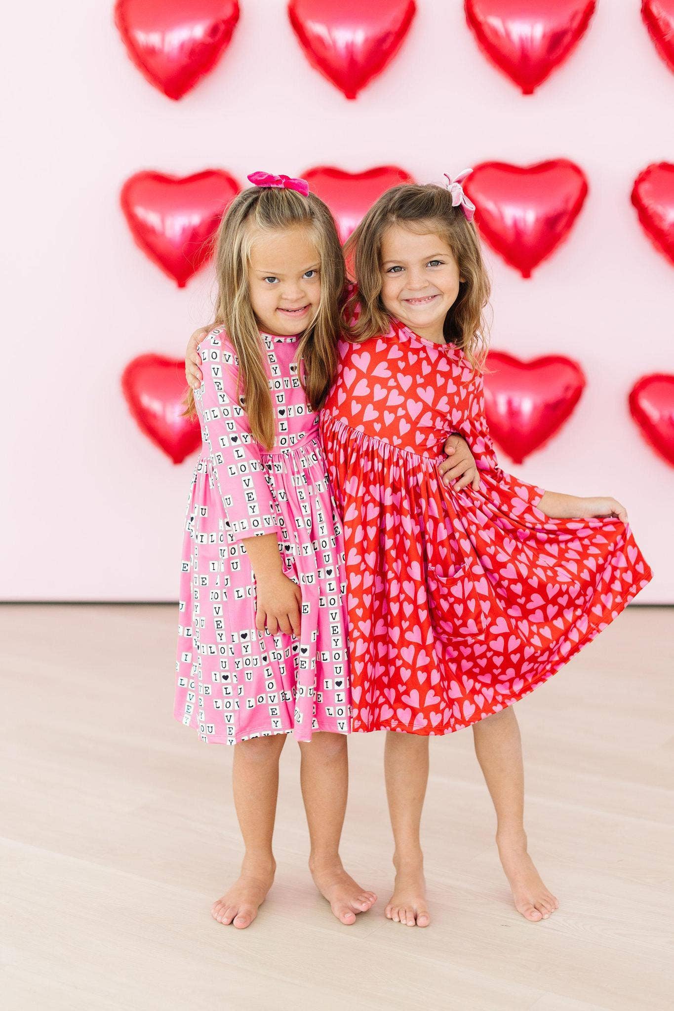 Hearts & Hugs 3/4 Sleeve Pocket Twirl Dress: Mila