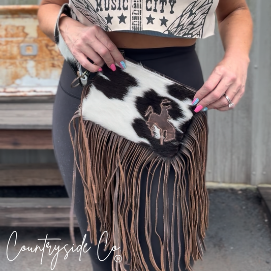 Rodeo Rider Cowhide Purse Crossbody with Wristlet Texas Western Cowhide