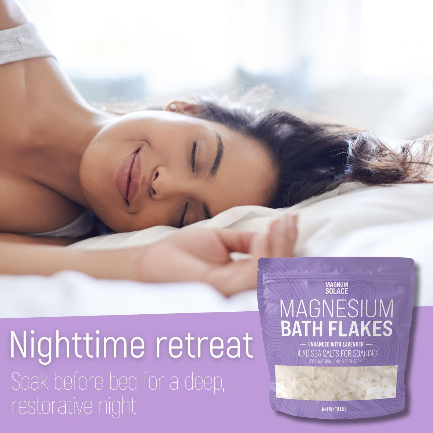 Magnesium Bath Flakes, Bath Soak Enhanced with Lavender: 5lb