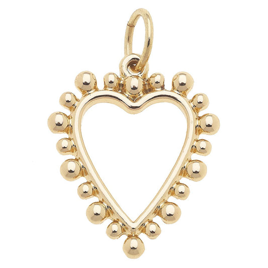 Studded Open Heart Charm in Shiny Gold Canvas