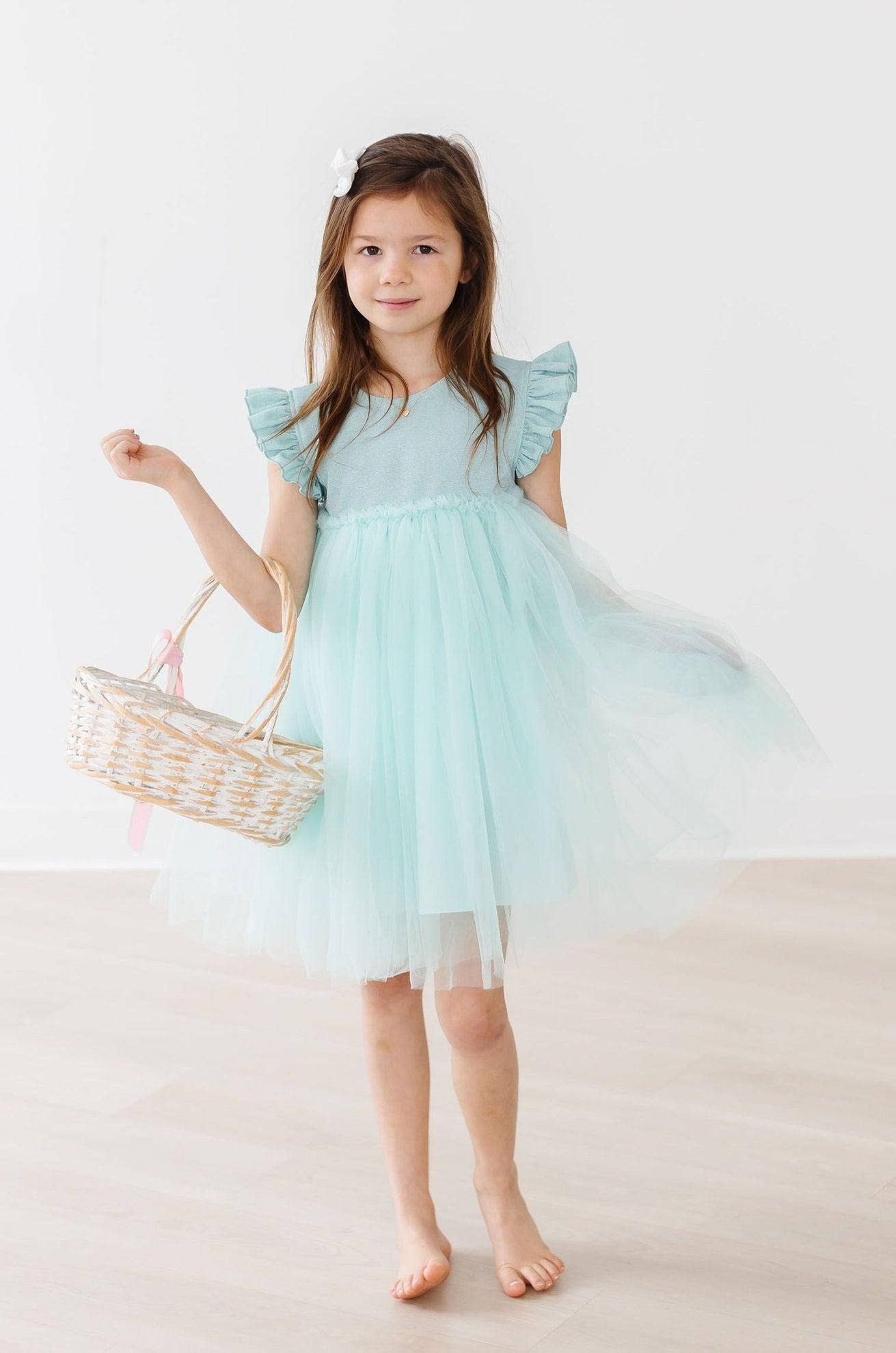 Sage Shimmer Tutu Dress: Mila