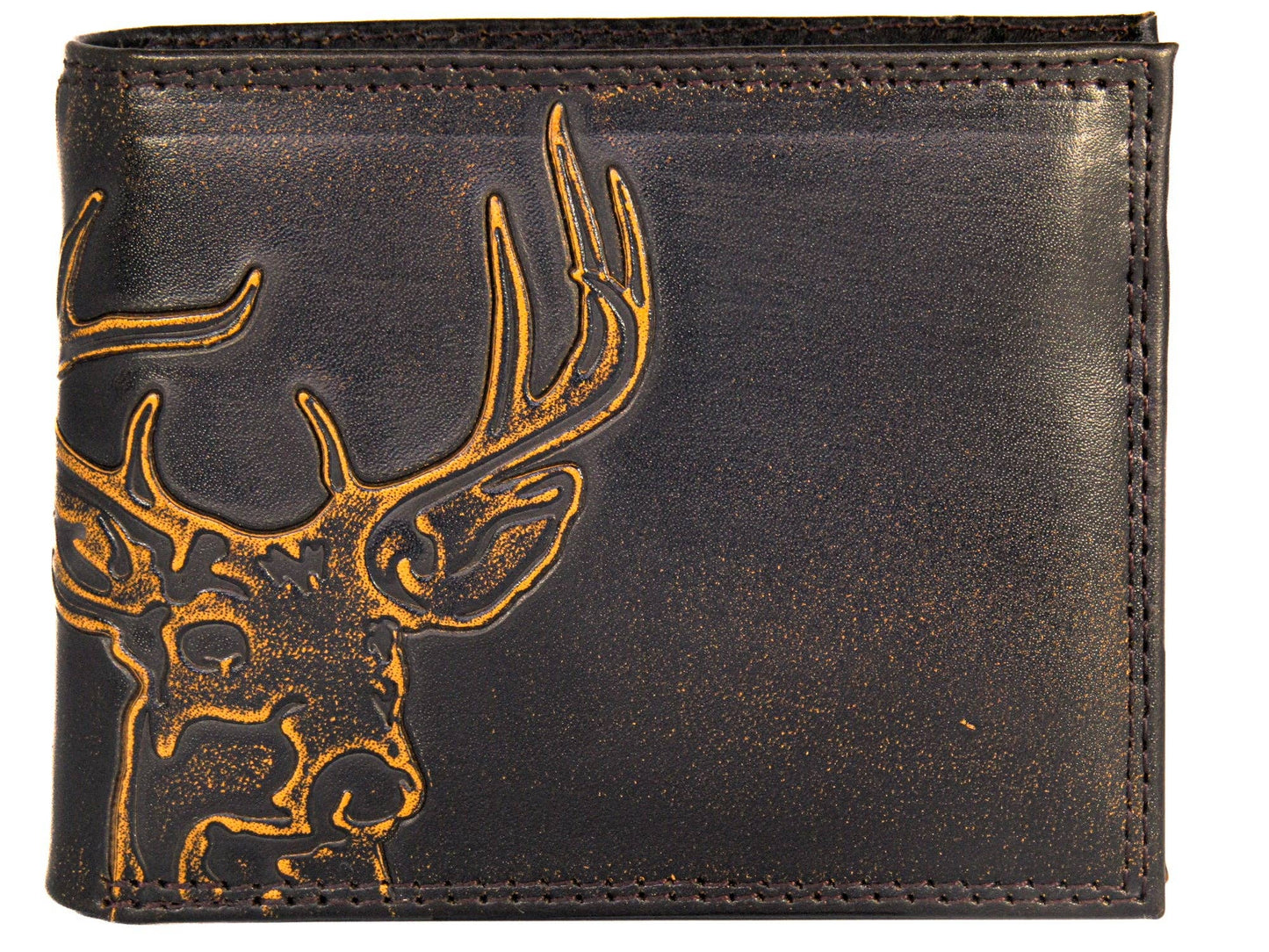 Buck Burnished Leather Zep Bifold Wallet