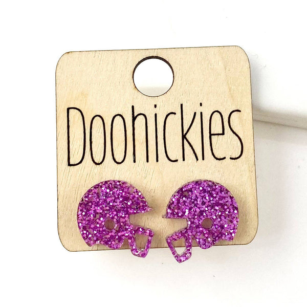 Helmet Studs  Earrings: Maroon Glitter Doohickie