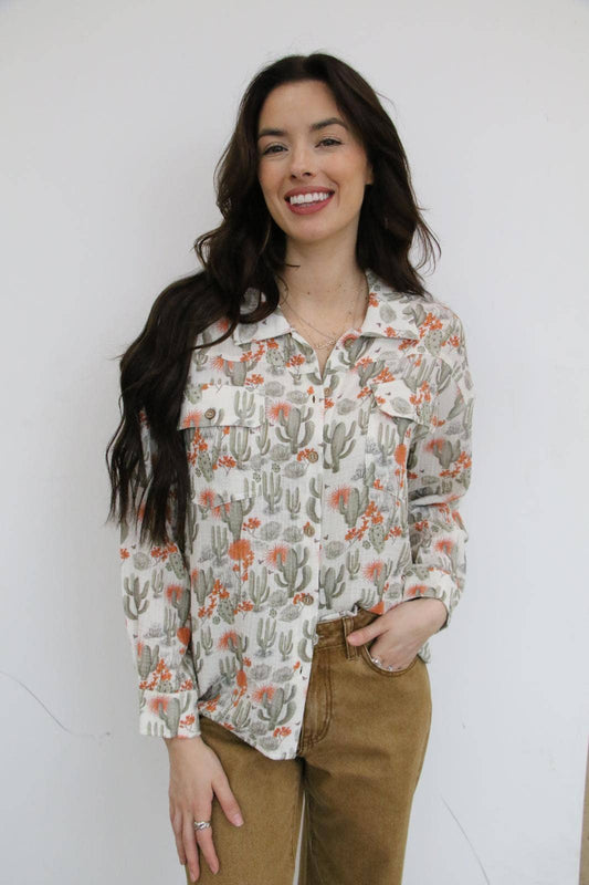 TH1301 CACTUS GAUZE TOP (7 Piece)