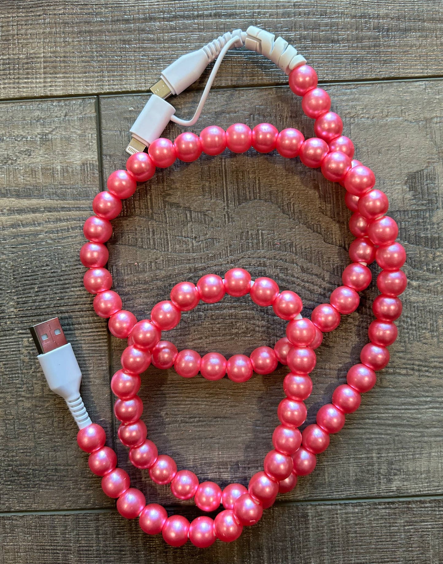 Beaded Phone Charger with Lightning & USB-C Cable: Turquoise JInk Tx