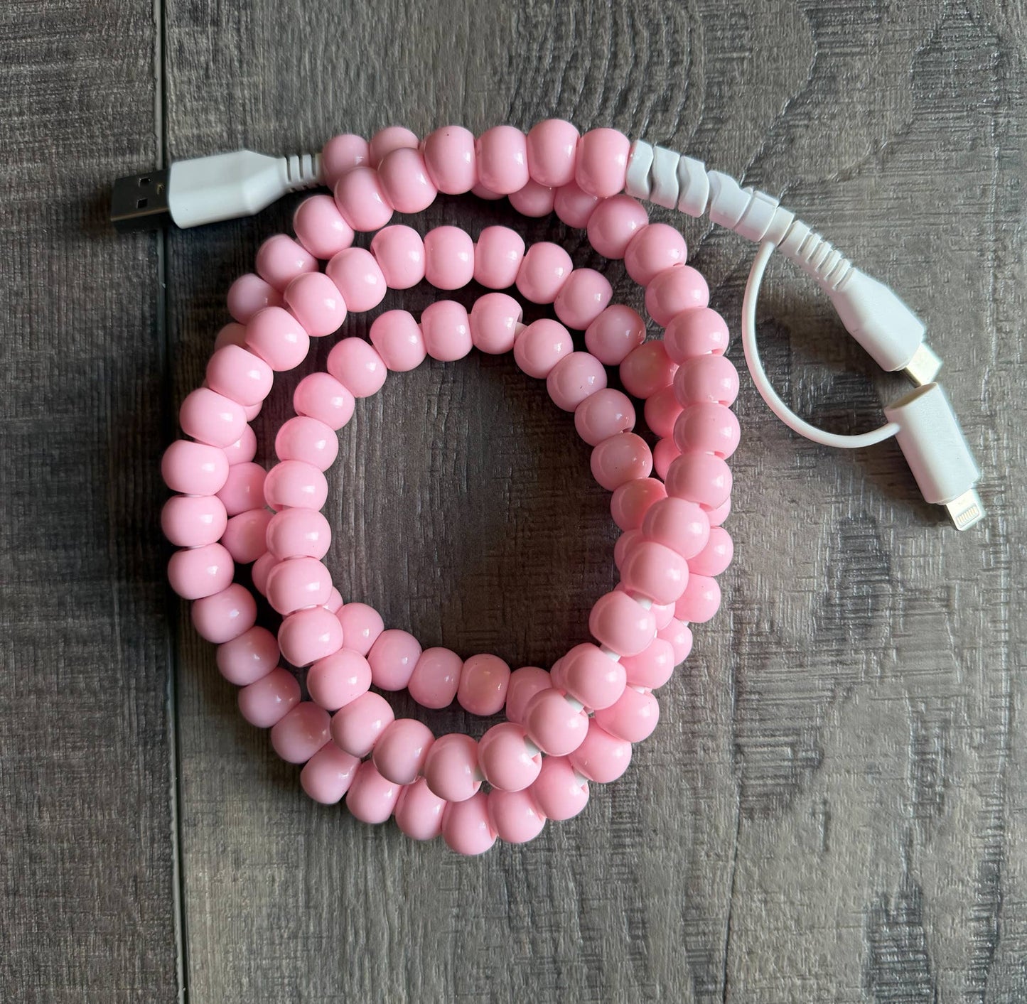 Beaded Phone Charger with Lightning & USB-C Cable: Turquoise JInk Tx